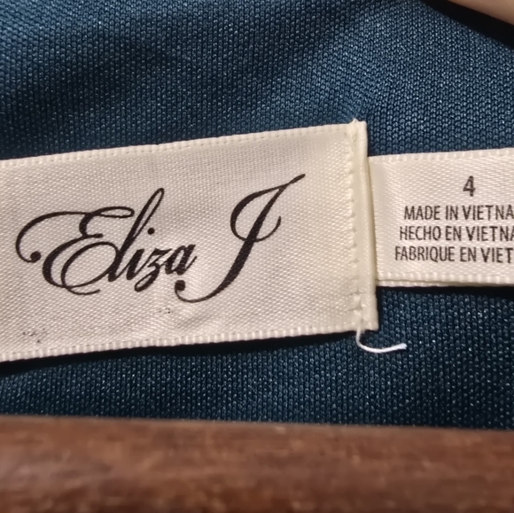 Eliza J Dress Women 4 Small Dark Forest Green Bell Sleeve Flounce Zip Ponte Knit - Picture 3 of 13